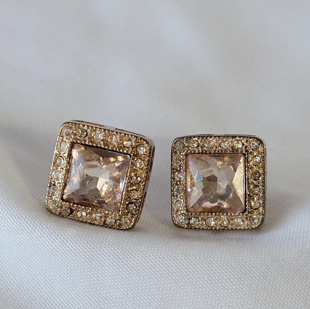 Square Stud Simulated Gemstone Earrings